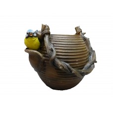 Глинянный горшок с птичкой (Кашпо)